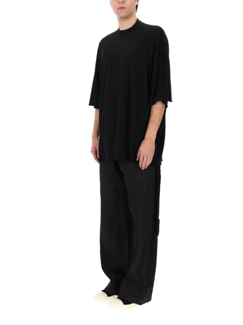 Drkshdw By Rick Owens Tommy T Oversized Boxy Asymmetrical Cotton T-Shirt