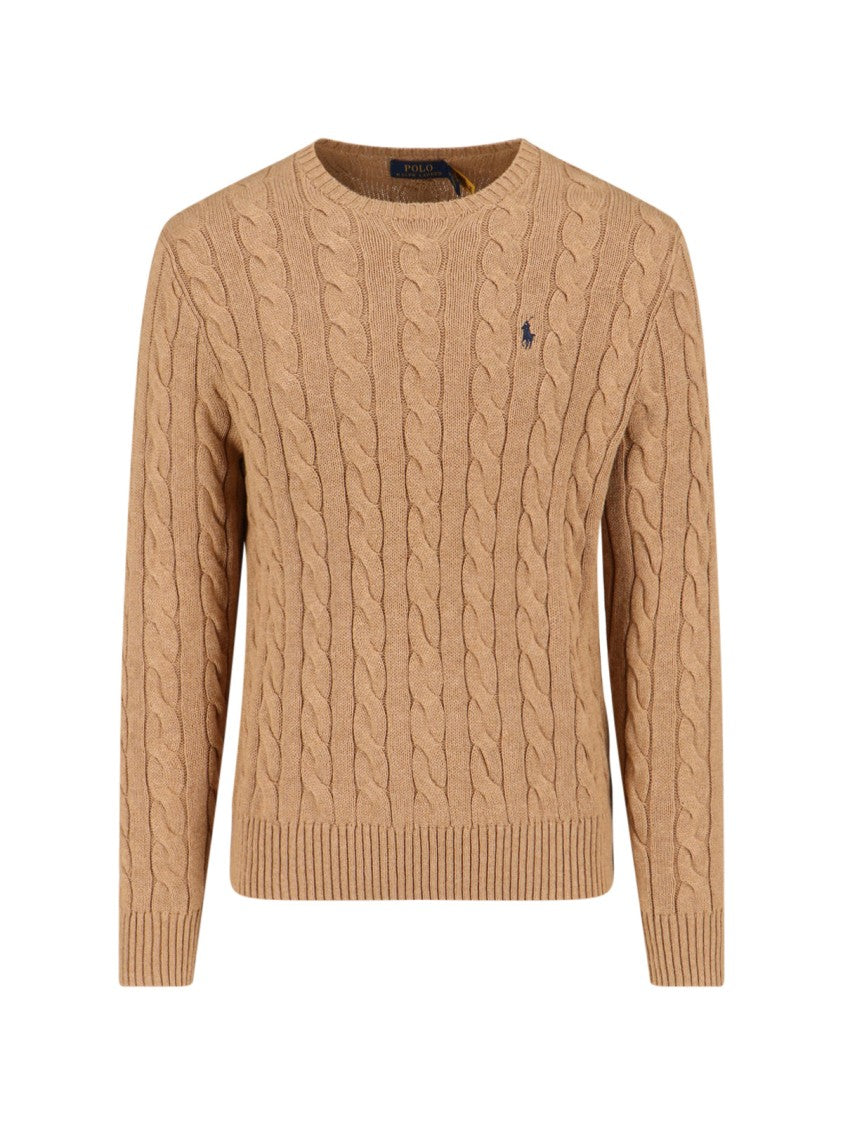 Polo Ralph Lauren Light Brown Crewneck Cable Knit Sweater