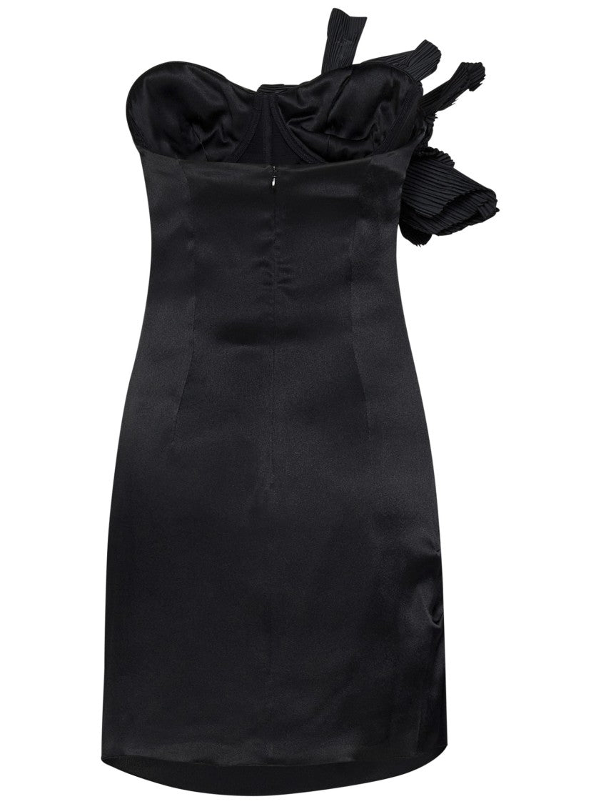 Amen Draped Black Silk Blend Bustier Minidress