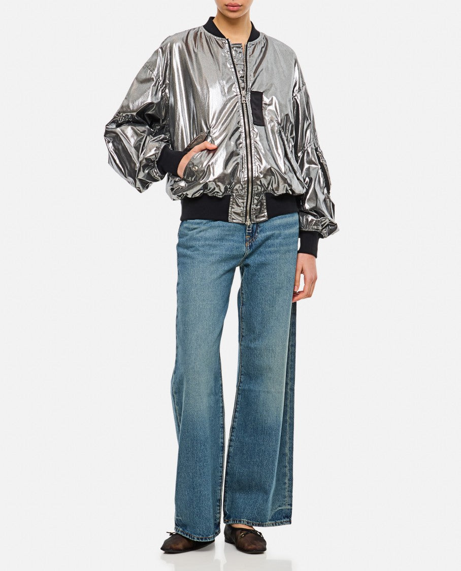 Junya Watanabe Metallic Finish Bomber Jacket With Ribbed Neckline