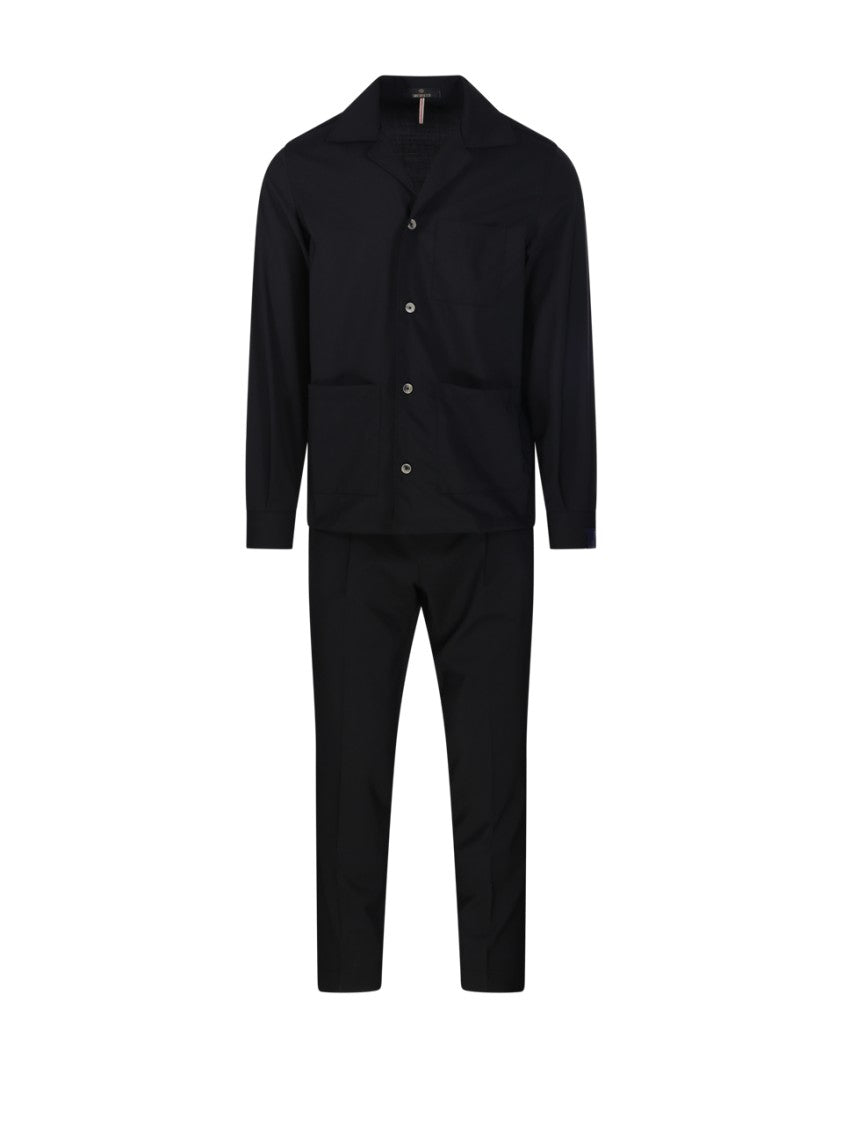 Santaniello Tailored Black Suit With Classic Collar And Slim-Fit Trousers