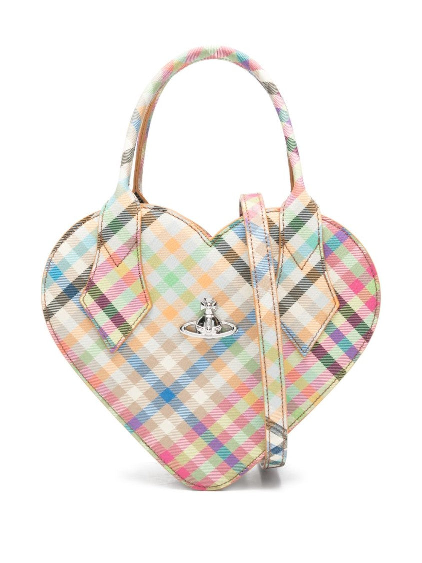 Vivienne Westwood Green Multicolour Plaid Heart Shoulder Bag
