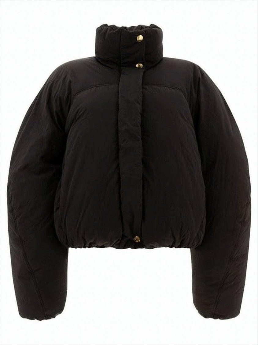 Jacquemus Cropped Black Puffer Jacket With Oversized Sleeves