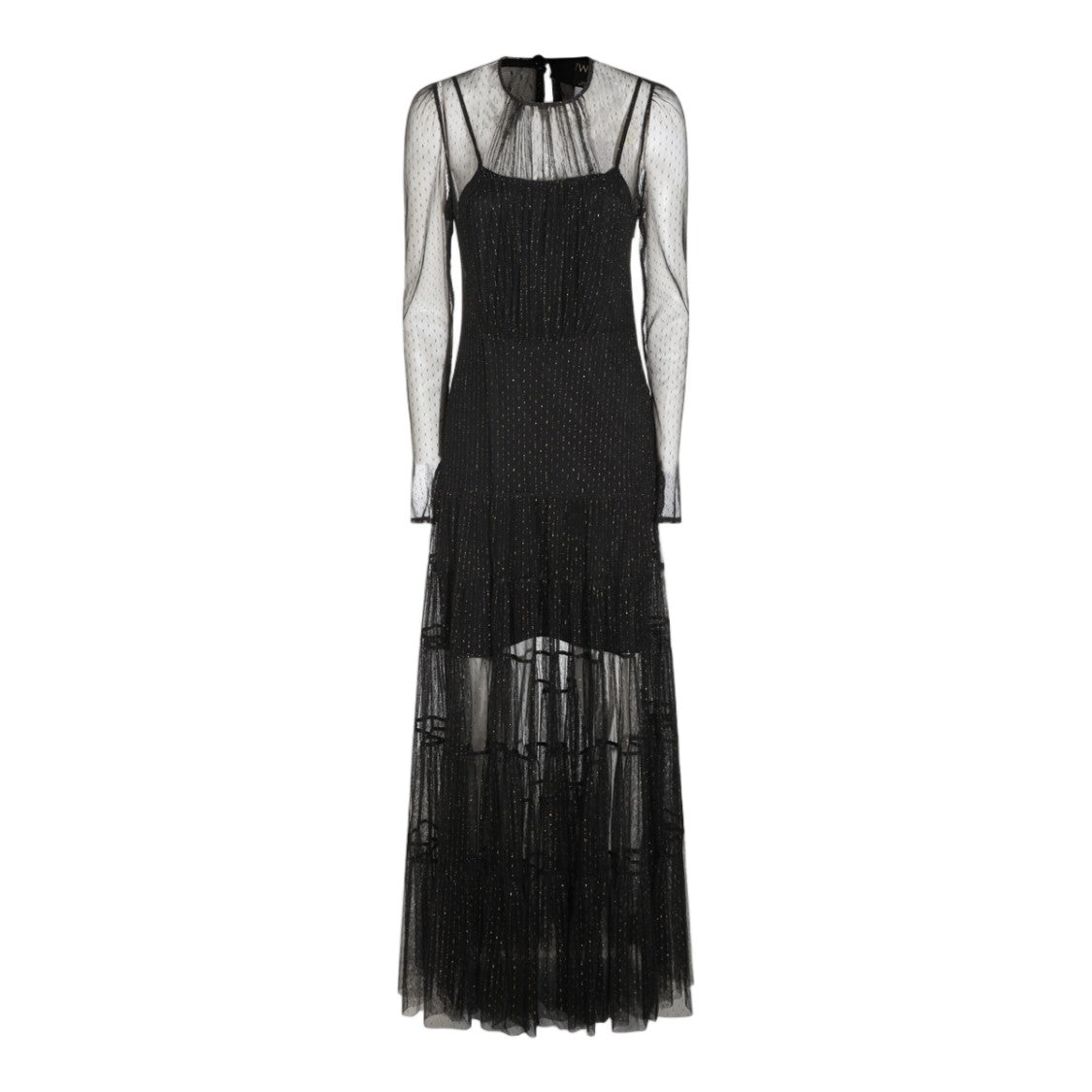 Twin-Set Polka Dot Sheer Overlay Maxi Dress