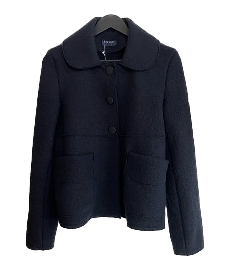 Saint James Black Wool Jacket With Rounded Collar