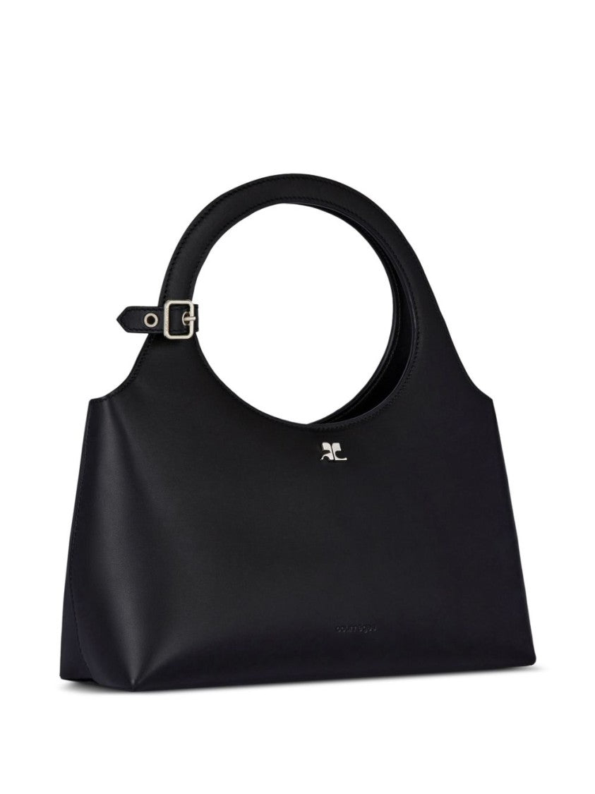 Courrèges Black Handbag With Concealed Zip And Versatile Strap