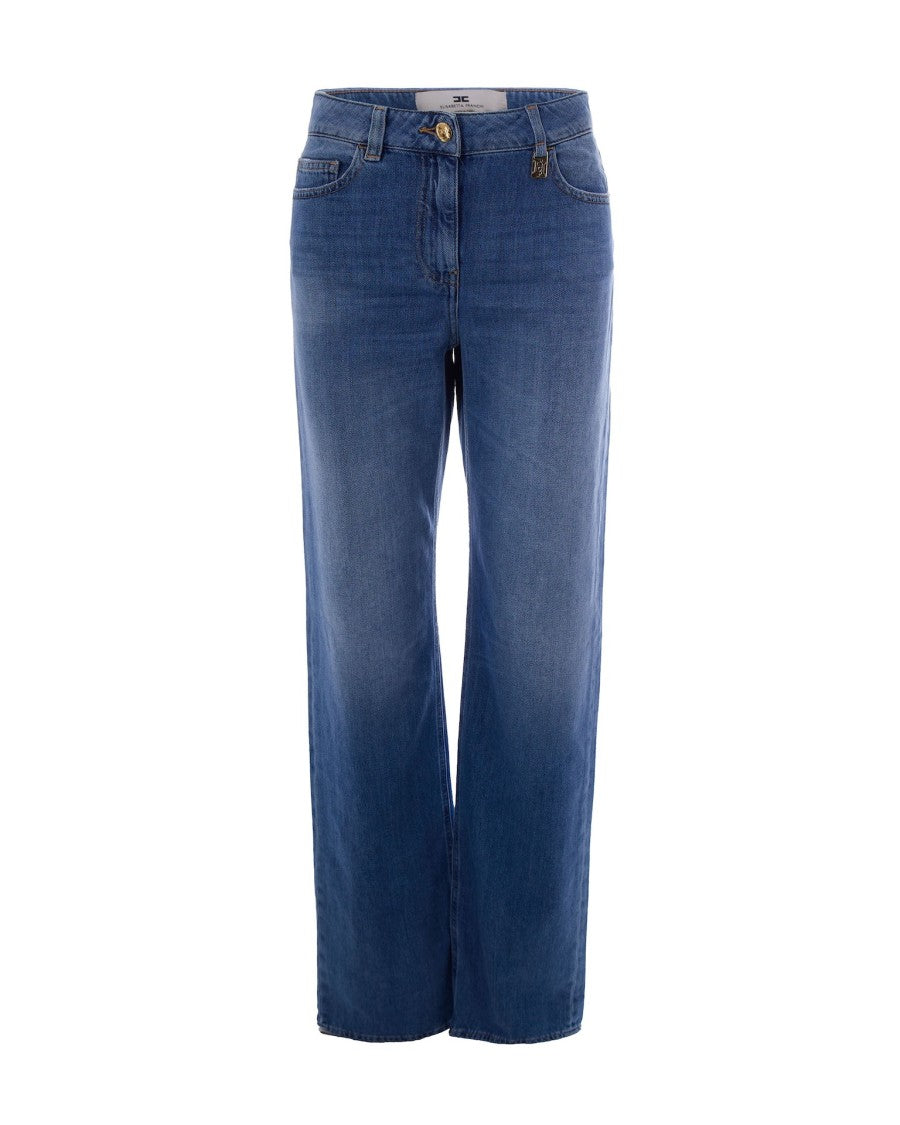 Elisabetta Franchi Light Blue Palazzo Jeans