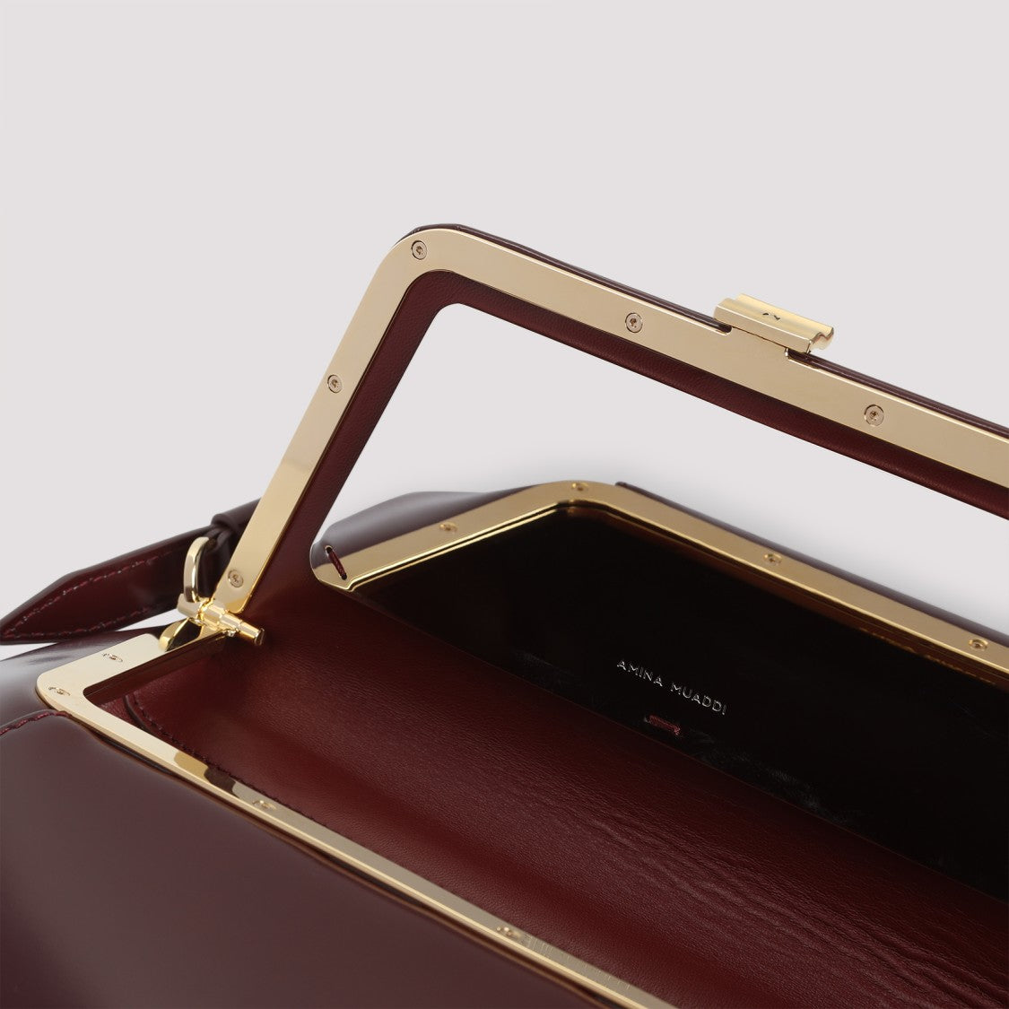 Amina Muaddi Bordaeux Leather Shoulder Bag