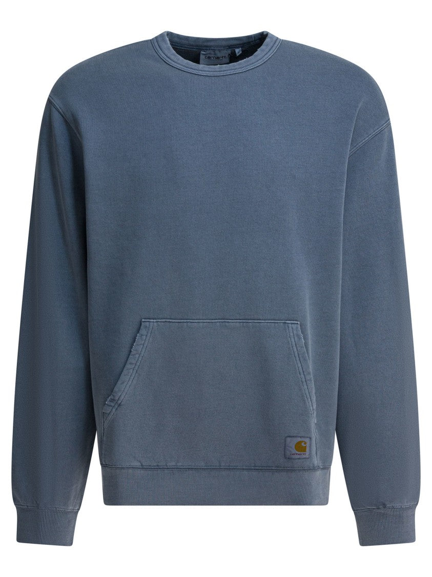 Carhartt Wip Balloon-Cut Blue Crewneck Sweatshirt With Distressed Finish