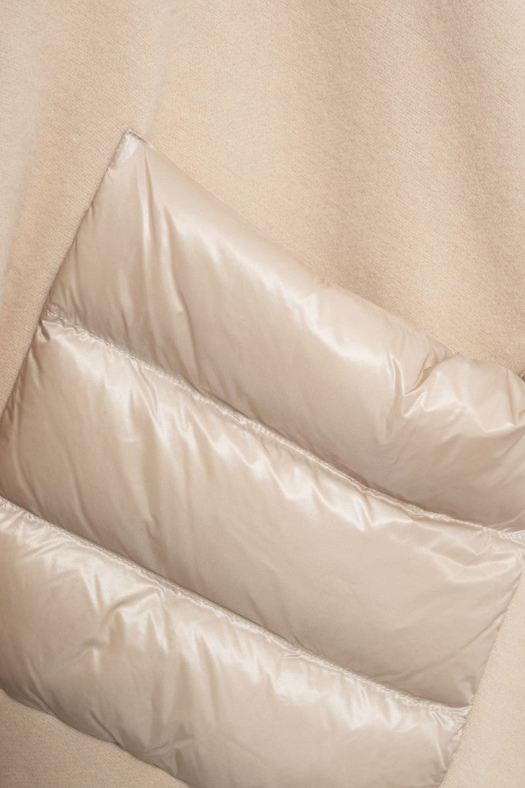 Herno Beige Wool-Cashmere Blend Cape With Quilted Detailing