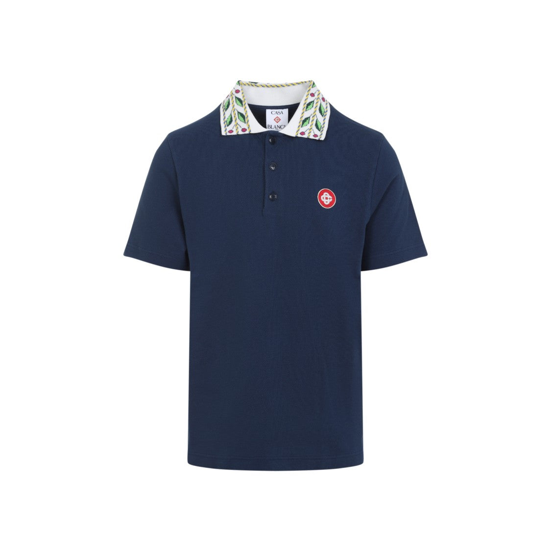 Casablanca Navy Blue Organic Cotton Classic Laurel Polo