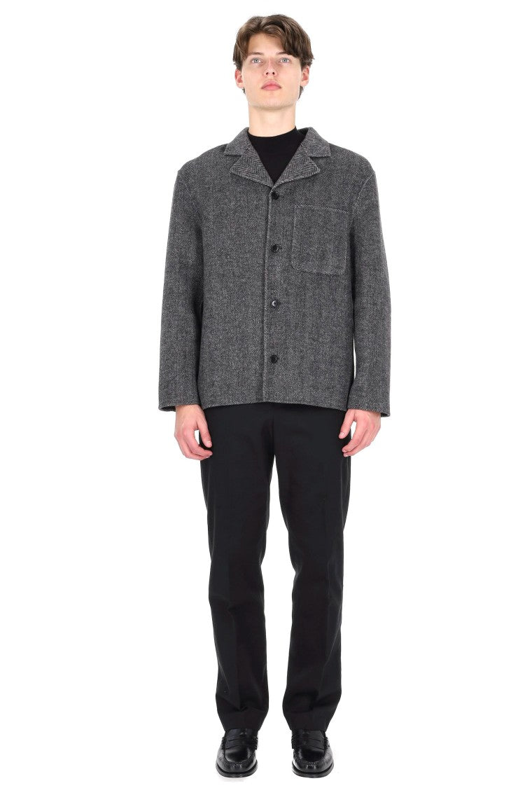 Officine Generale Hamid Model Herringbone Wool Overshirt