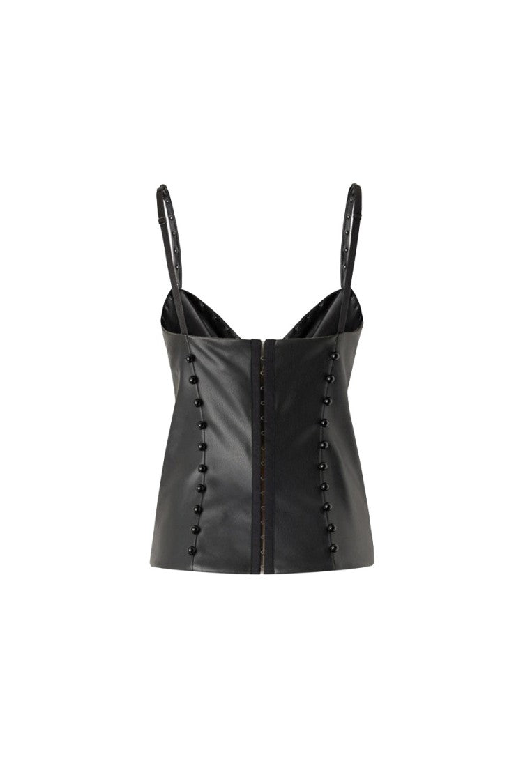 Pinko Black Beaded Corset Bustier Top