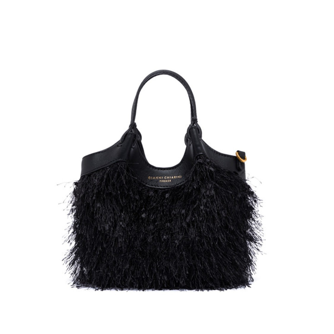 Gianni Chiarini Dua Shoulder Bag In Black Frayed Fabric