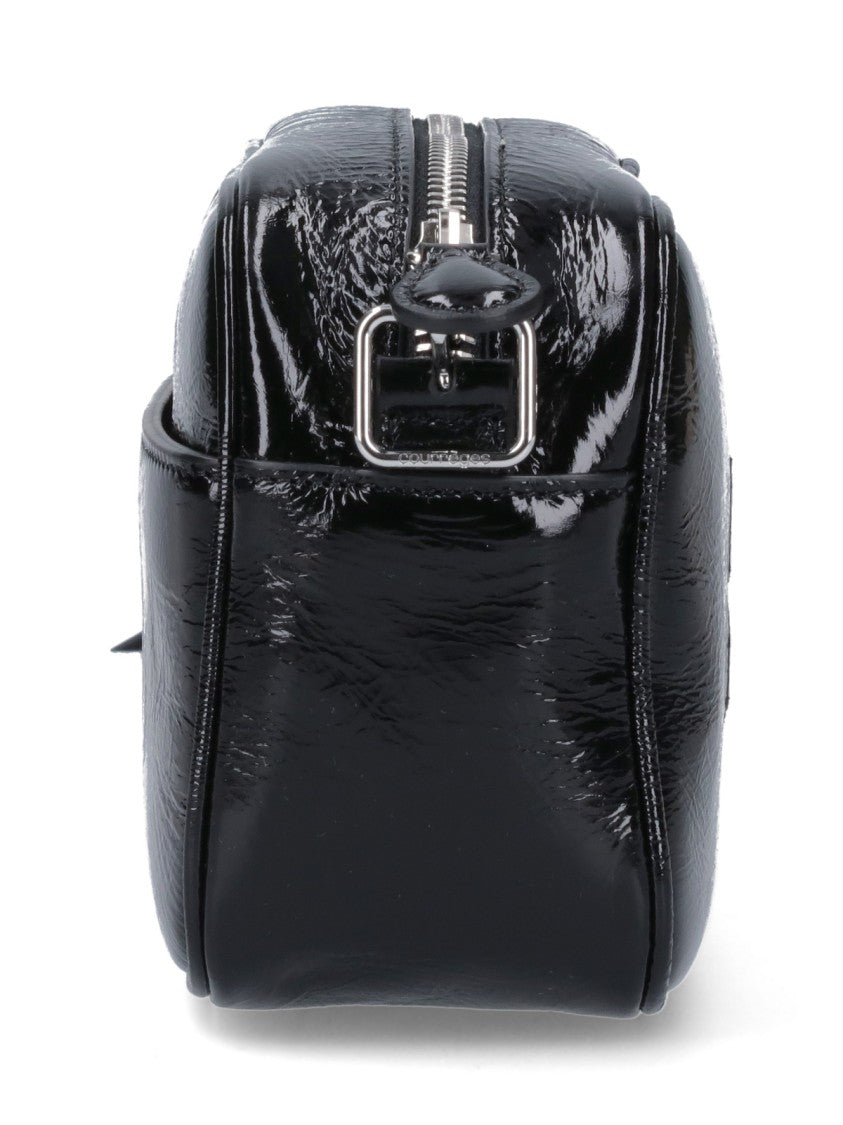 Courrèges Black Reedition Crinkle Patent Camera Bag