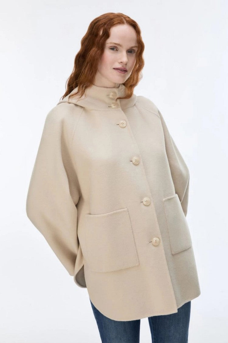 I Blues Cream Hooded Cape-Style Jacket