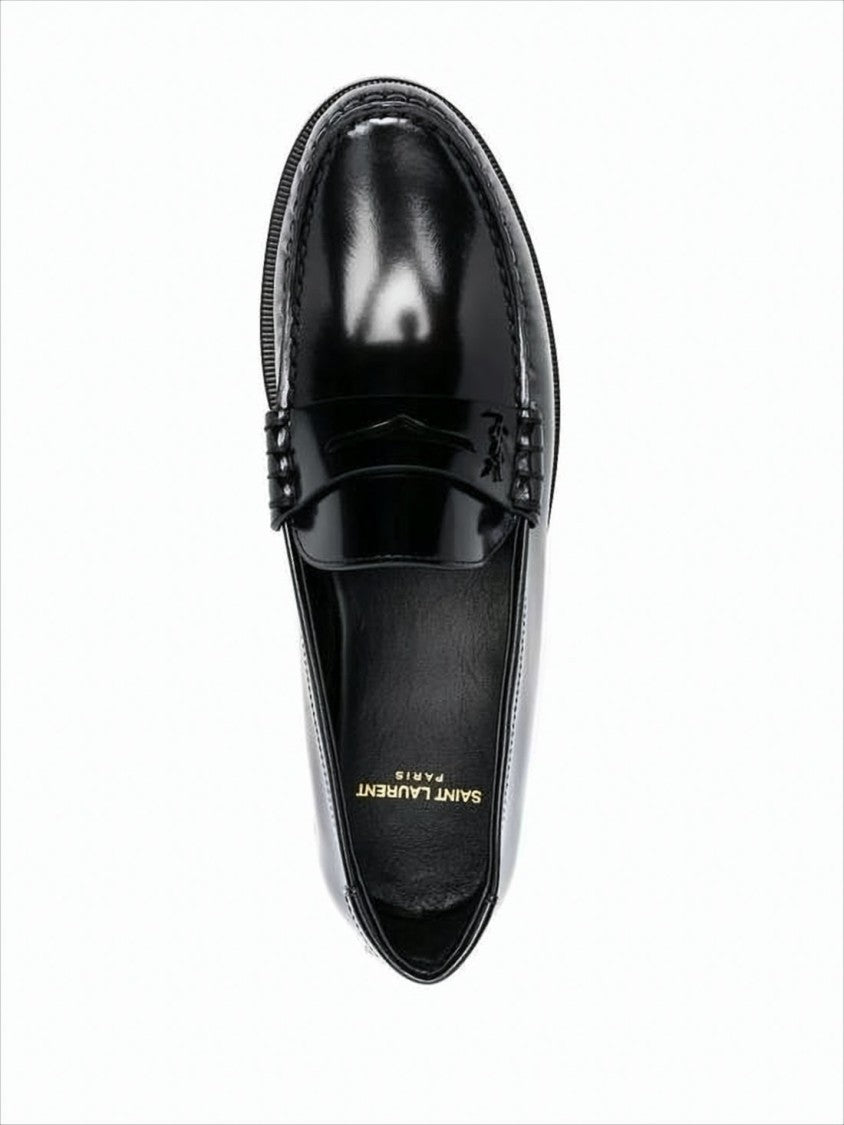 Saint Laurent Polished Calf Leather Loafer With Classic Penny Strap