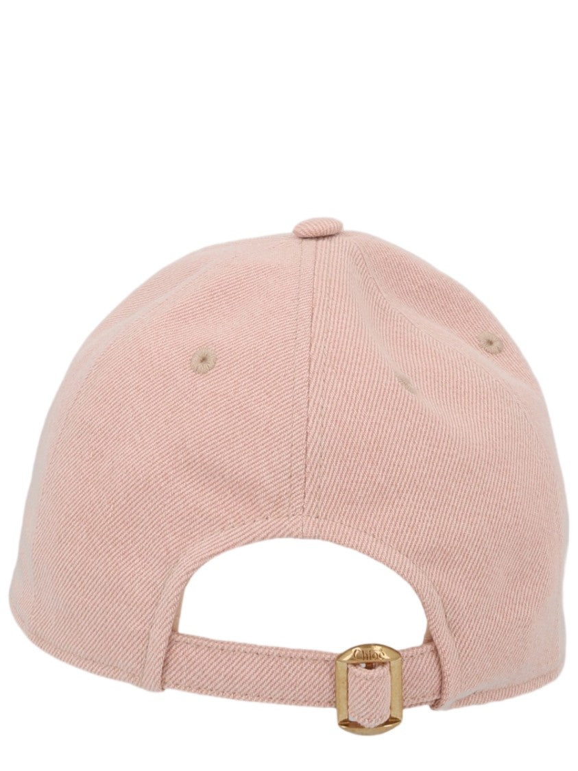 Chloé Soft Pink Embroidered Logo Cotton Baseball Cap