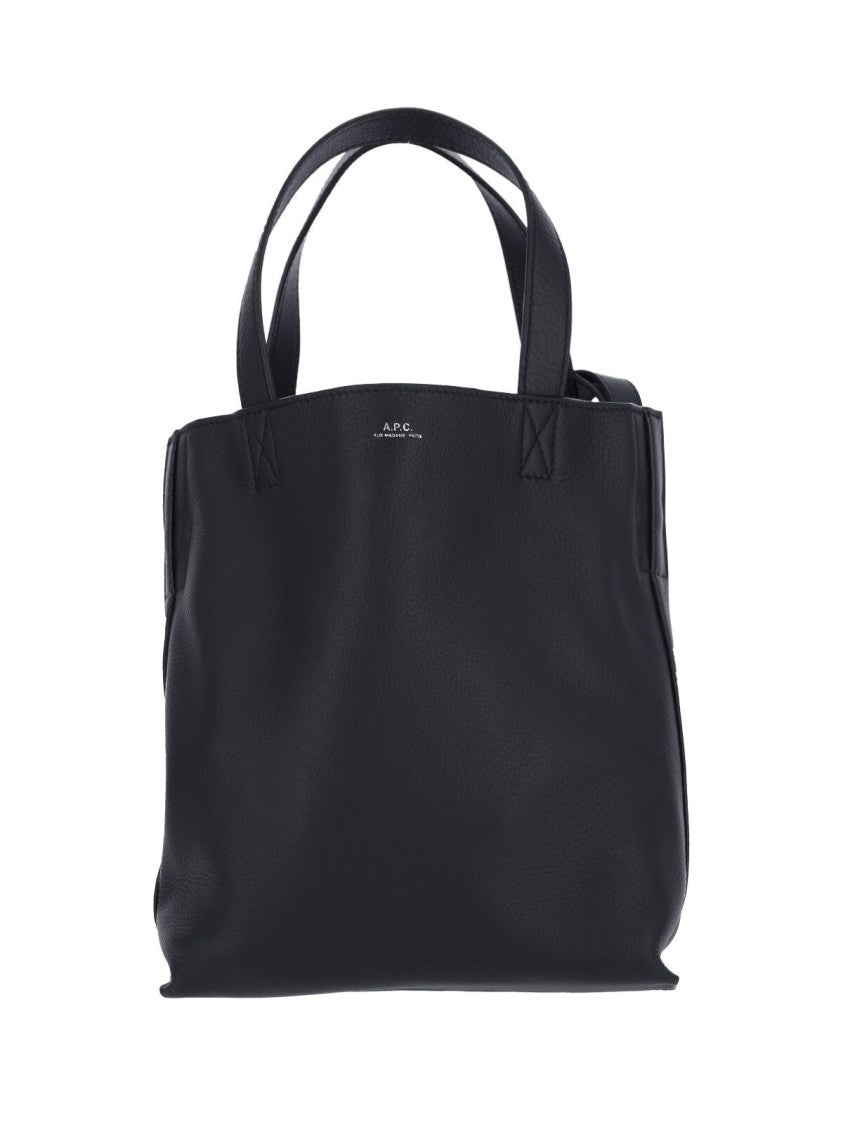 A.P.C. Structured Black Leather Shopper With Removable Strap