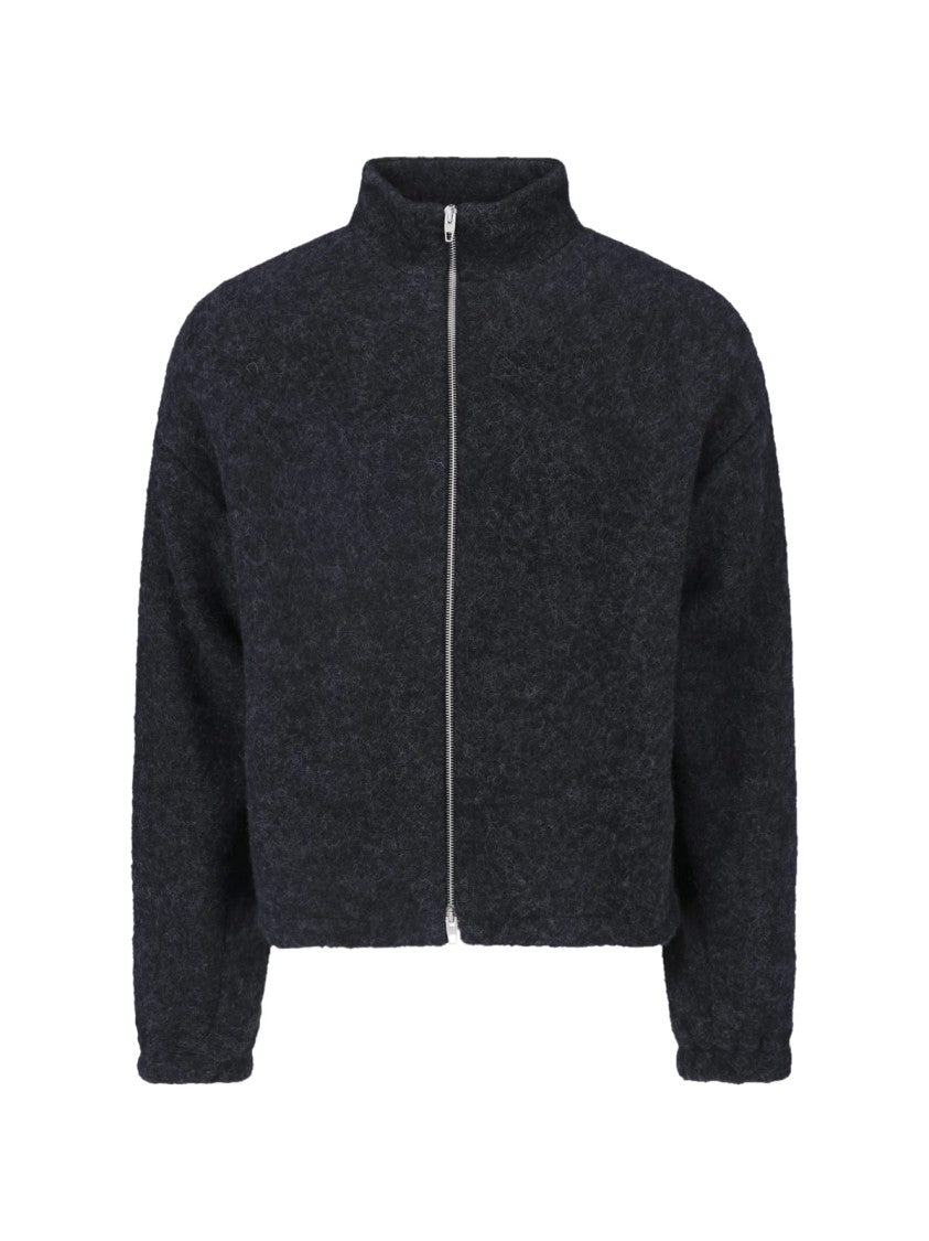 Jil Sander Textured Wool Zip Jacket With High Collar And Boxy Silhouette