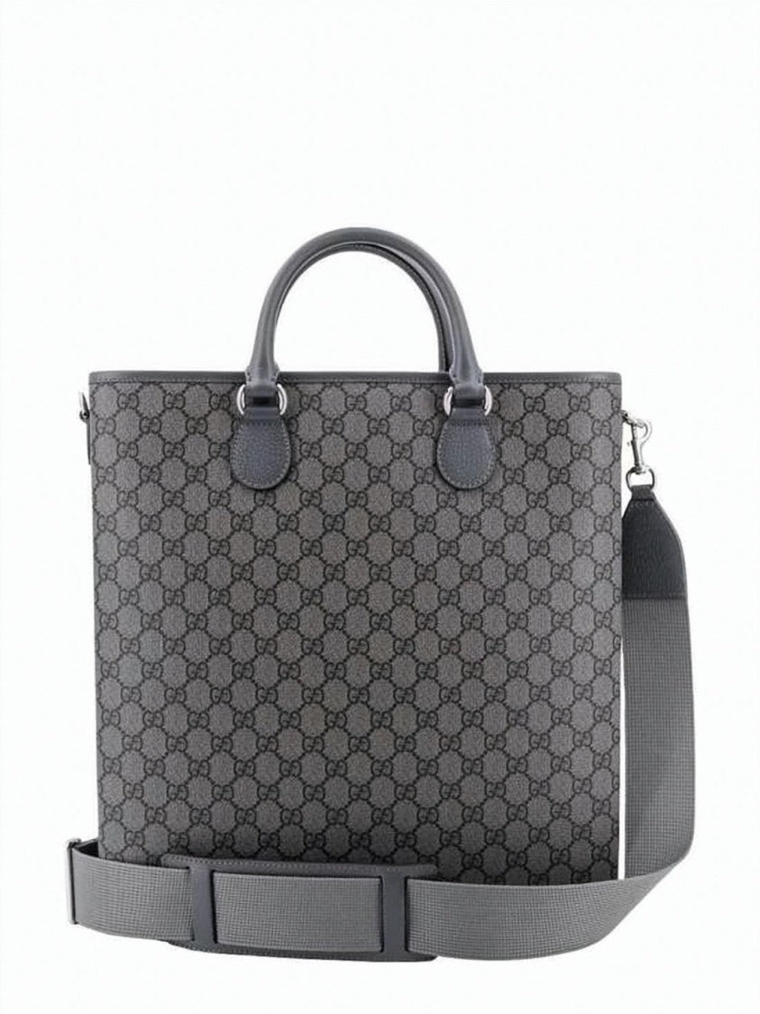 Gucci Structured Canvas Tote Bag With Interlocking Pattern