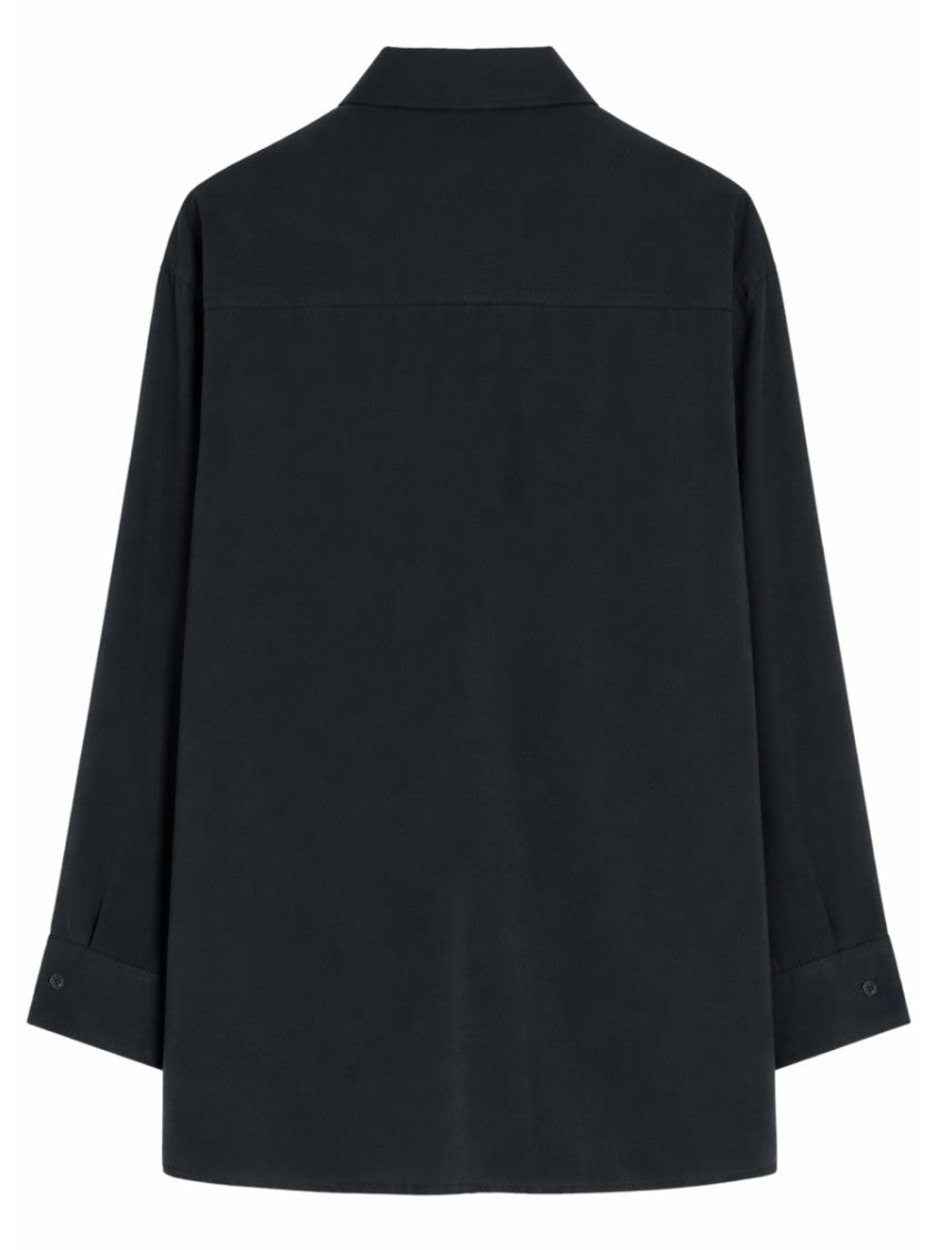 Lemaire Neutrals Neckline Tie Detail Silk-Blend Shirt