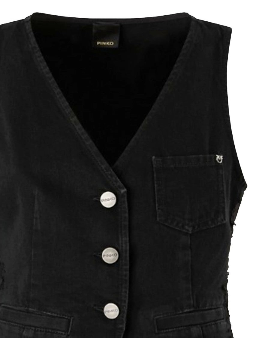Pinko Pink Gardener Sleeveless V-Neck Fabric Vest