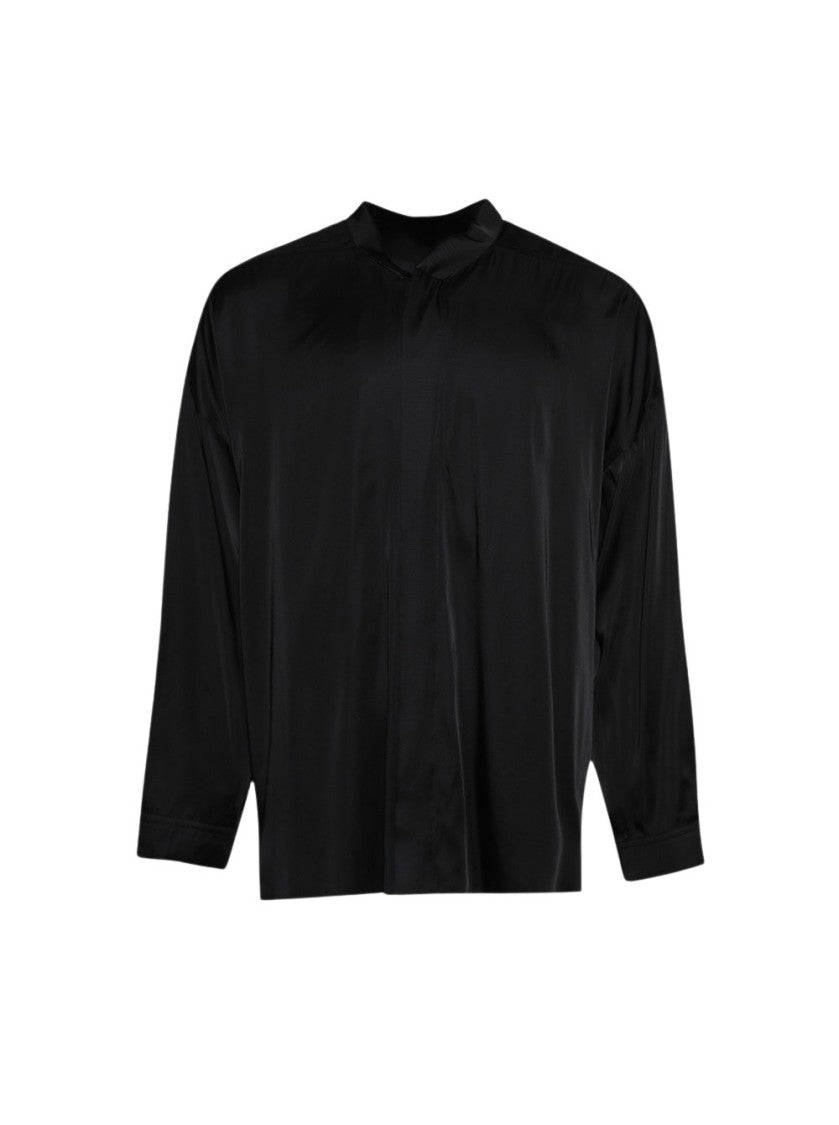 Rick Owens Oversized Snap Collar Faun Shirt Black