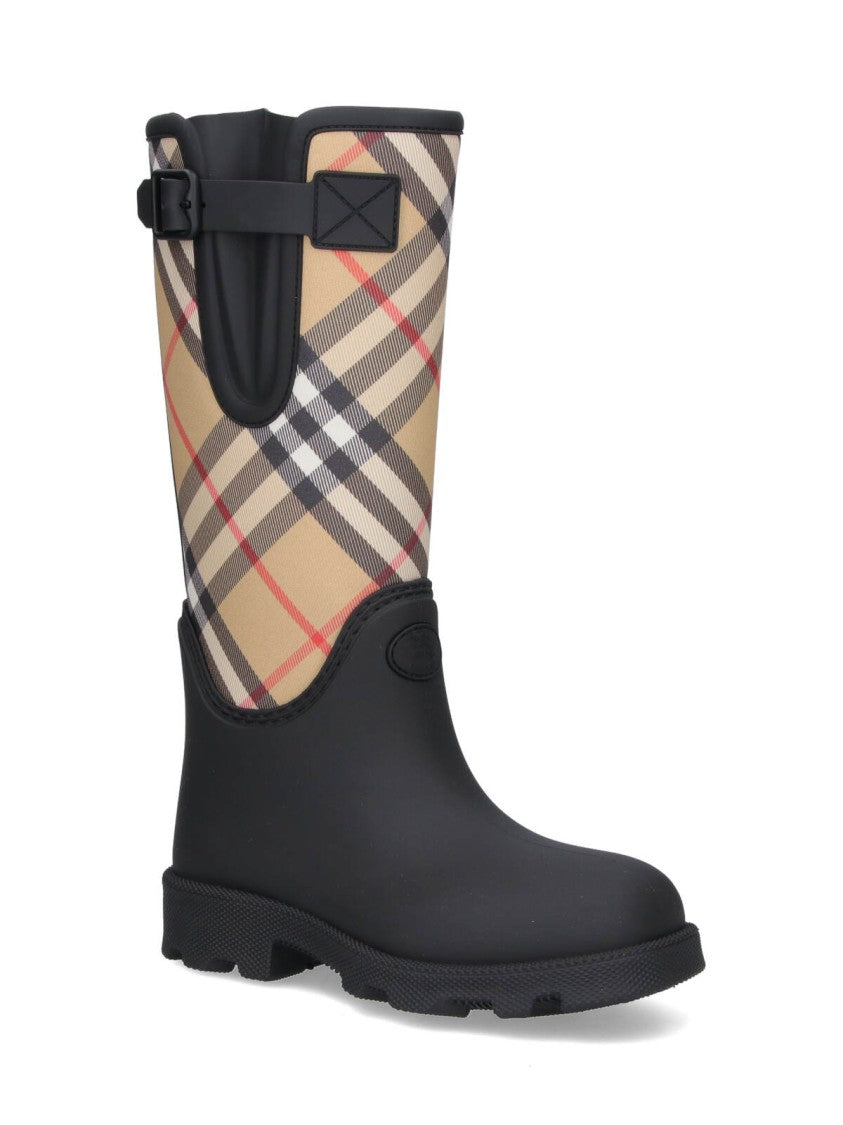 Burberry Mid-Calf Boots With Classic Plaid Upper