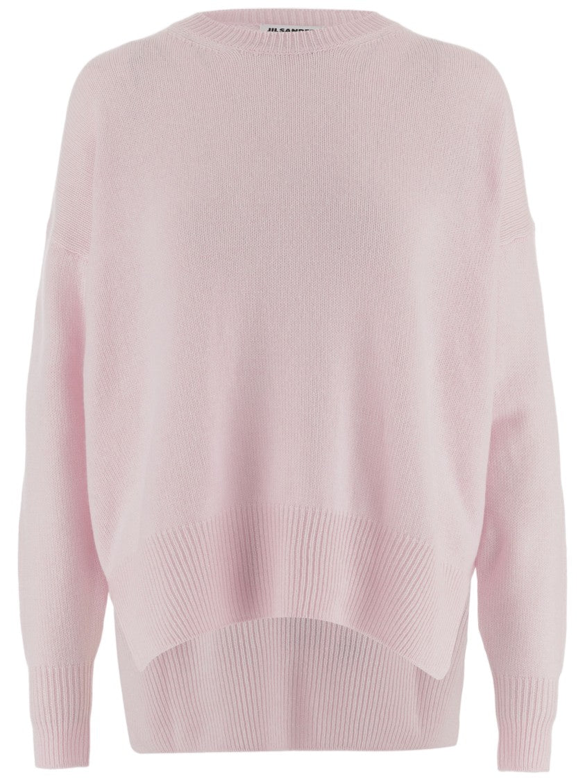 Jil Sander Pink Asymmetrical Ribbed Cashmere Sweater