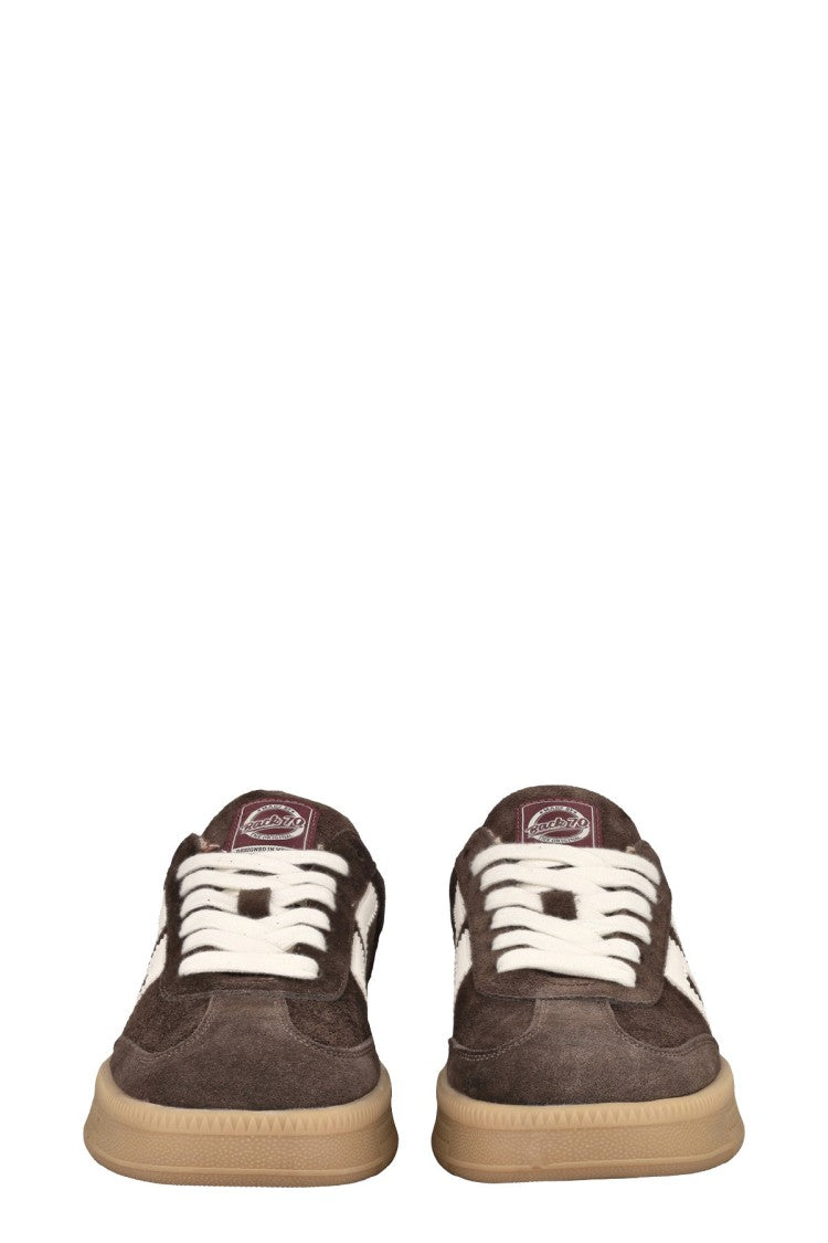 Back70 Brown Chamois Leather Logo-Panel Sneaker