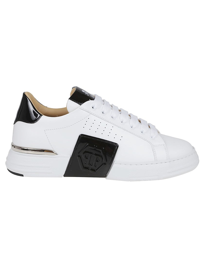 Philipp Plein Calfskin Leather Sneakers With Striking Logo Detailing