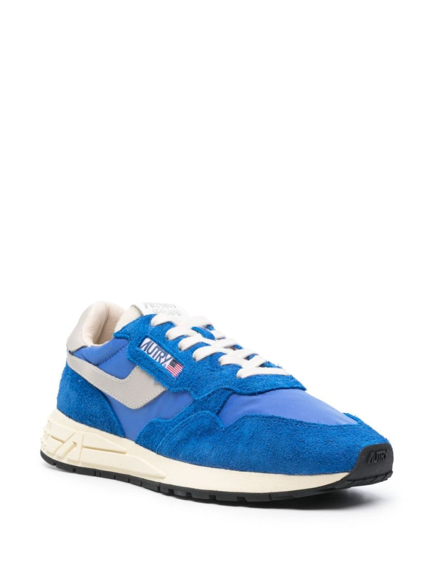 Autry White Royal Blue Panelled Suede Sneakers