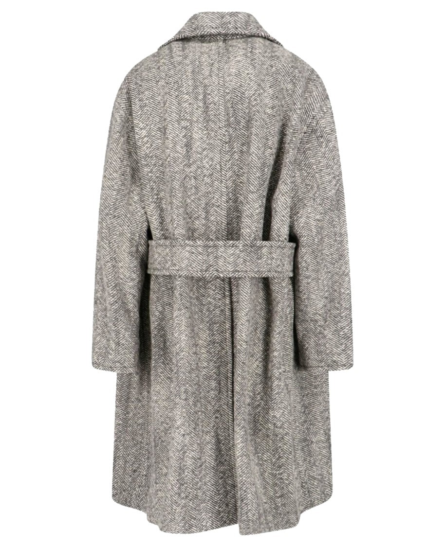 Bottega Veneta Chevron Print Black Coat