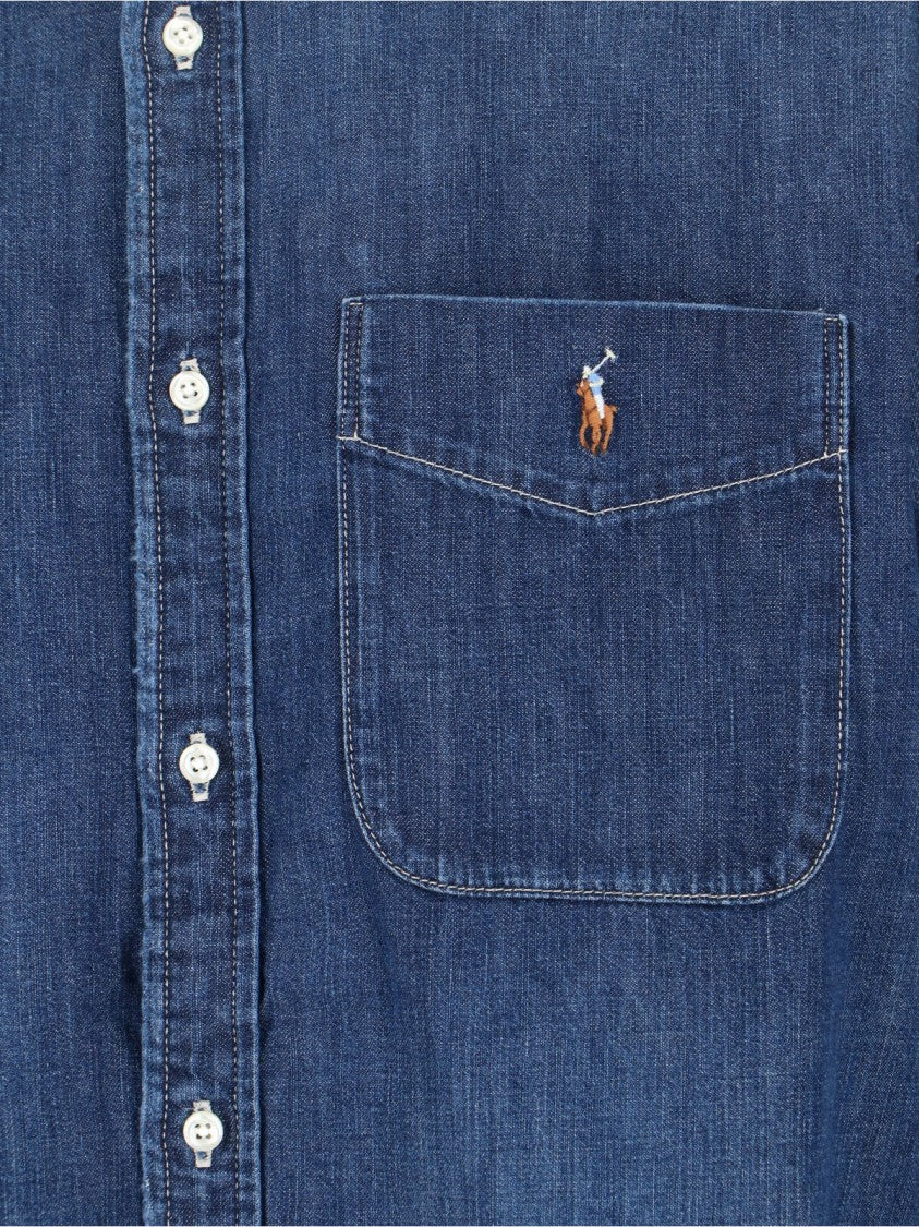 Polo Ralph Lauren Blue Cotton Denim Logo Shirt