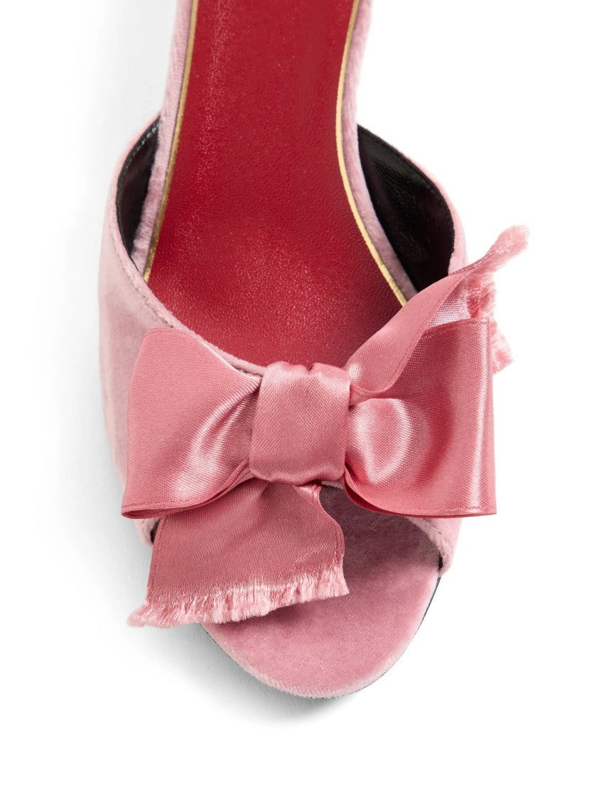 Valentino Pink Vg Marie Velvet Bow Sandals