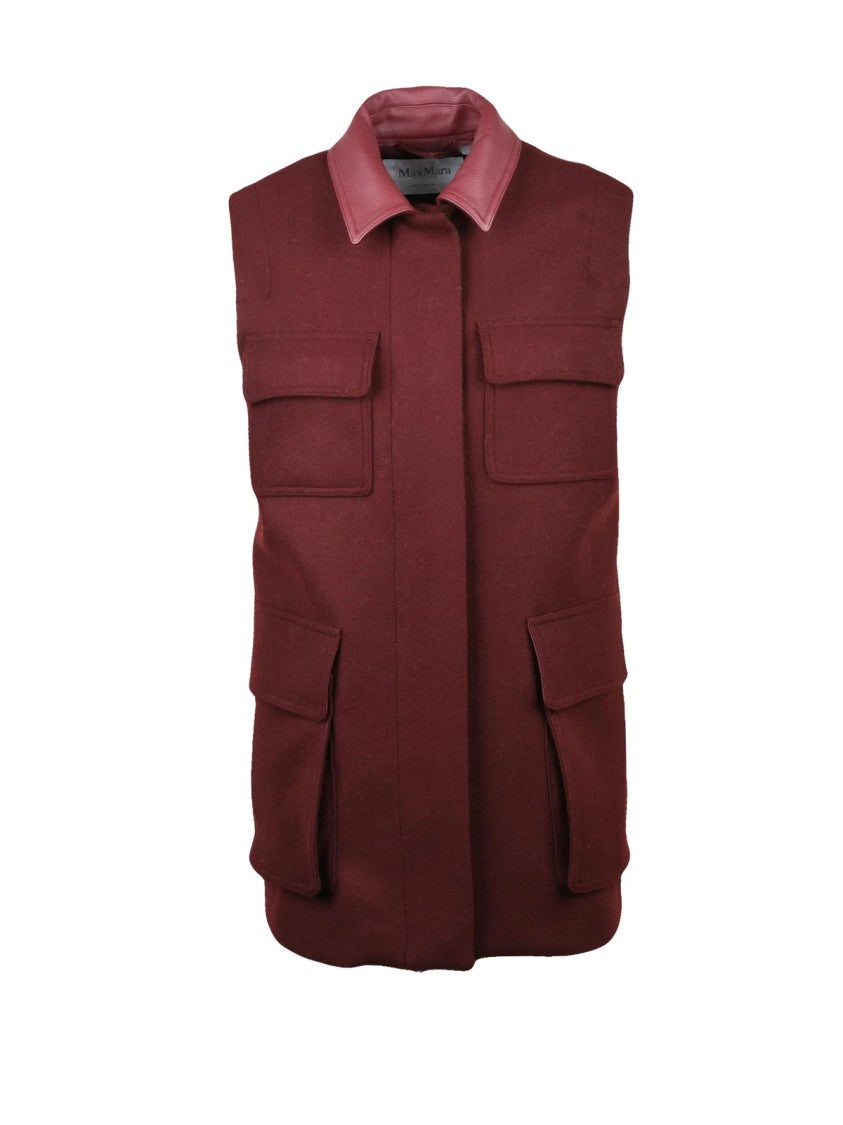 Max Mara Red Virgin Wool-Blend Zip Vest