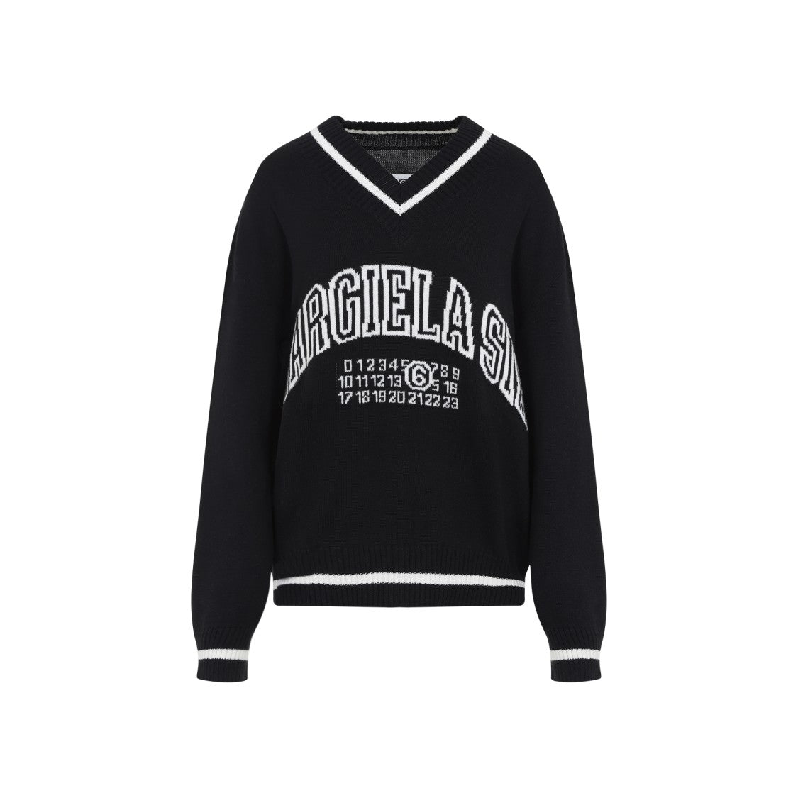 Mm6 By Maison Margiela Black Cotton V-Neck Sweater
