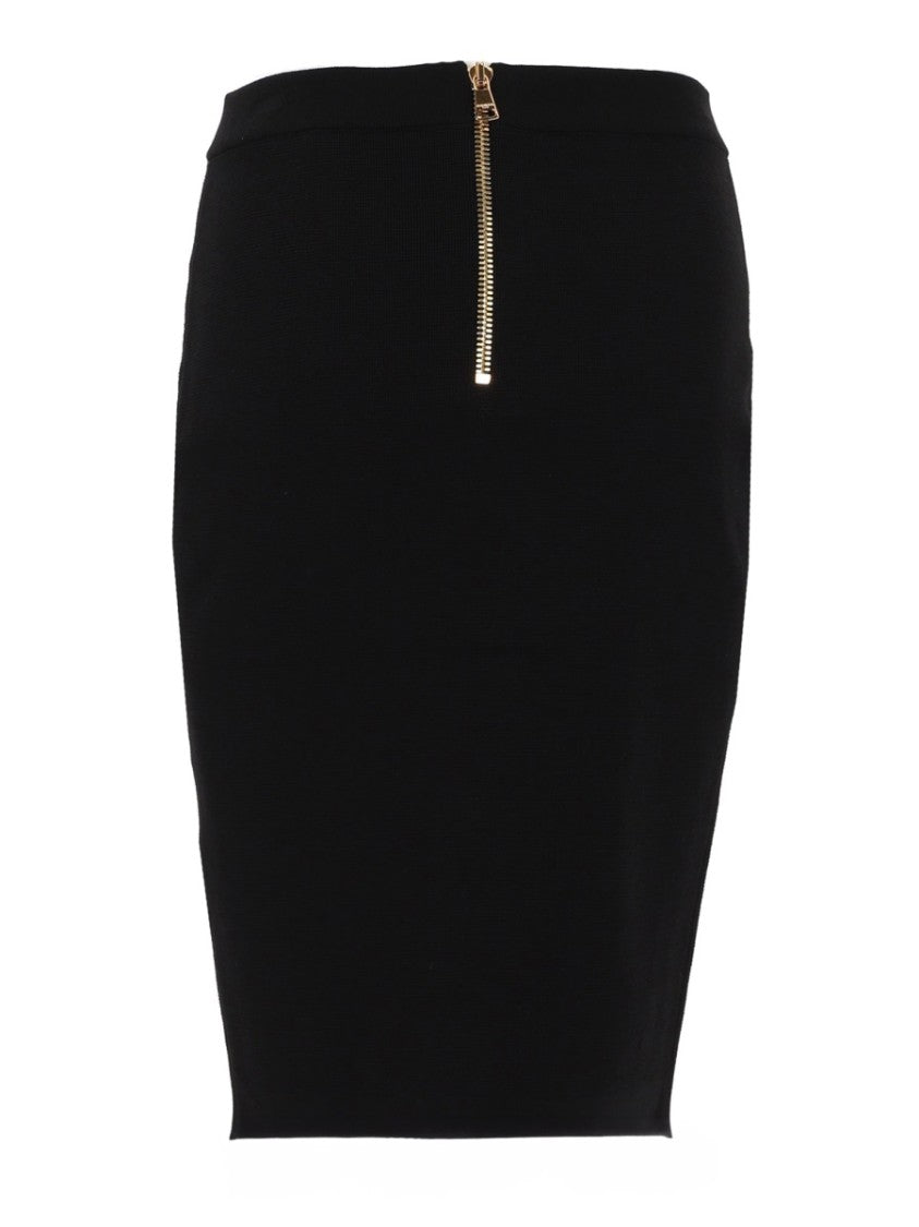 Balmain Fitted Row Jewel Buttons Mini Skirt