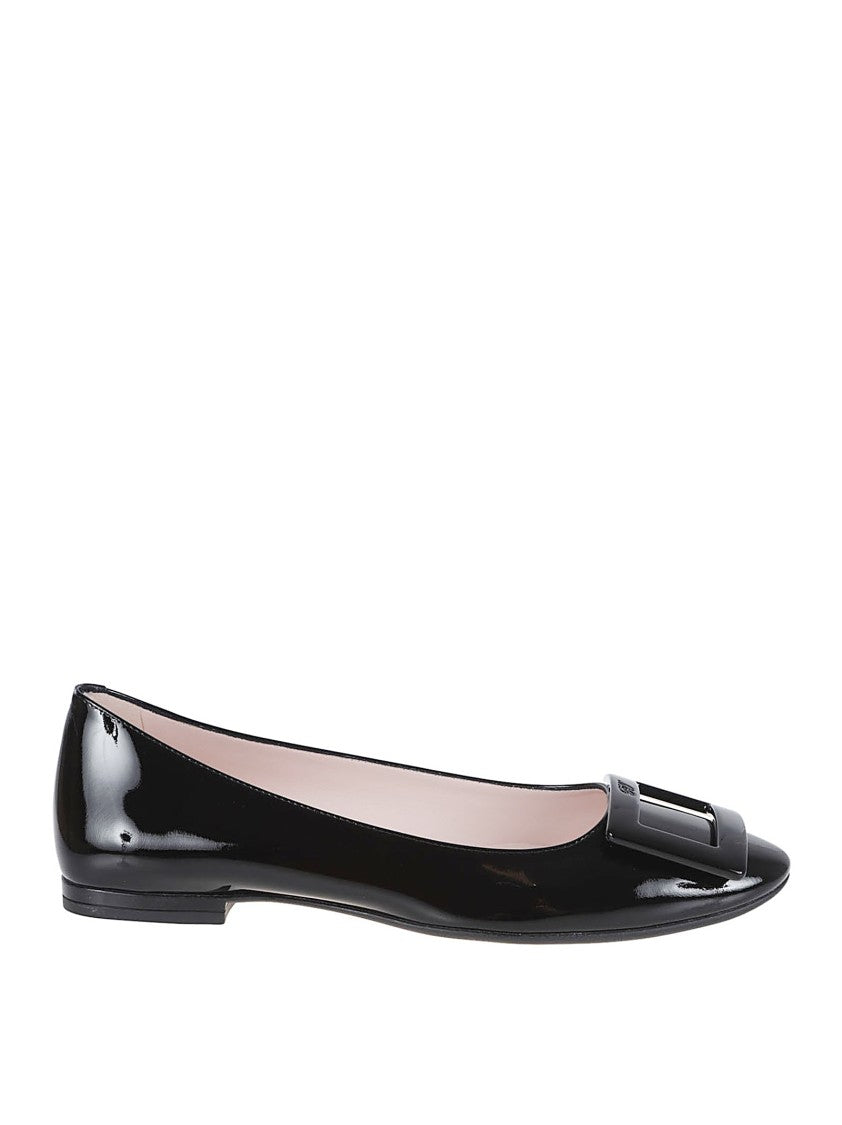 Roger Vivier Glossy Calfskin Leather Flats