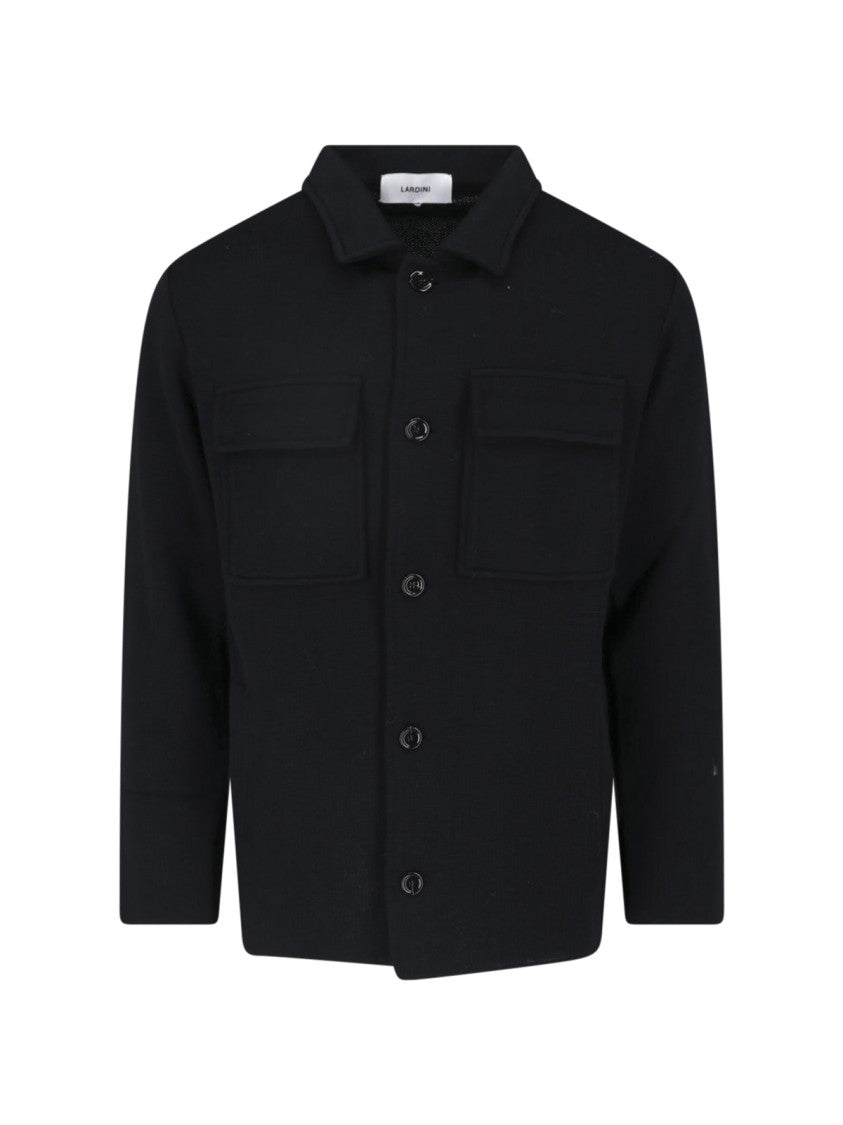 Lardini Black Virgin Wool Buttoned Shirt