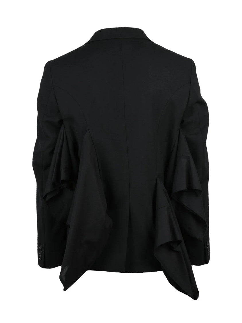 Comme Des Garçons Black Draped Panels Button Front Wool Jacket