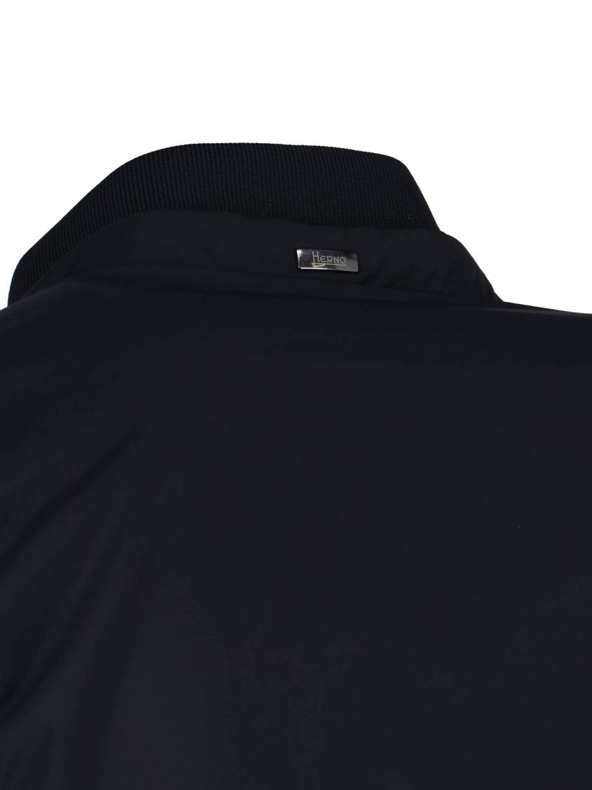 Herno Sleek Black Minimalist Jacket With High Collar