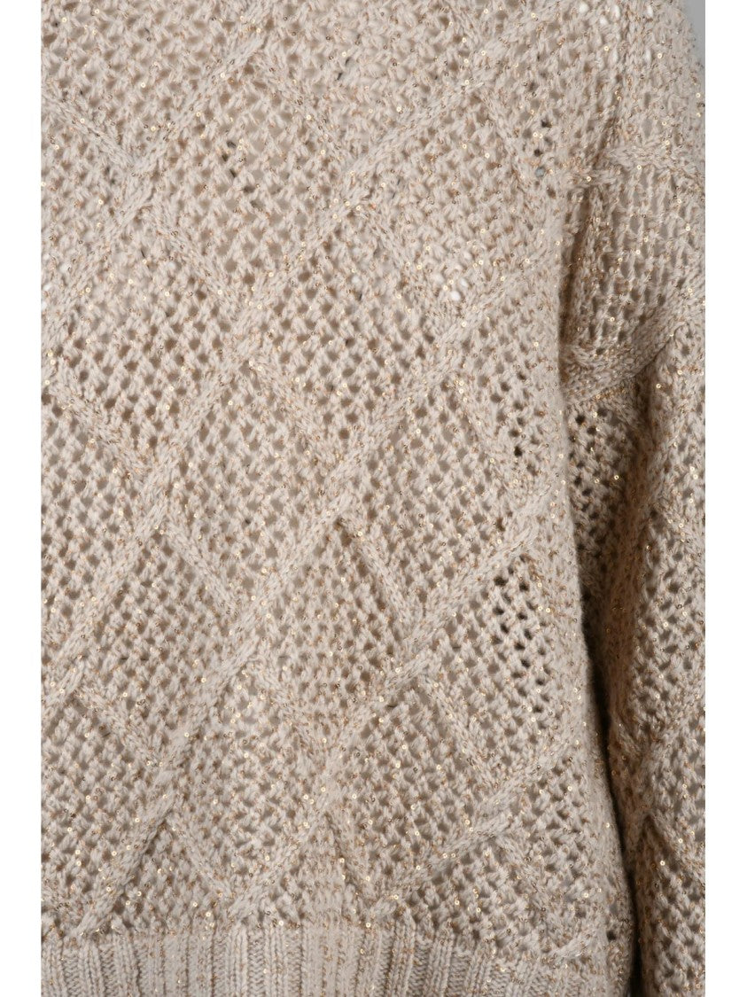 Max Mara Openwork Lamé Sweater With Sparkling Design And Relaxed Fit