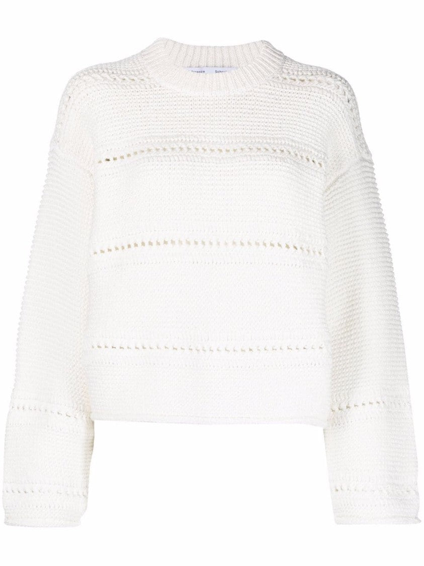 Proenza Schouler Textured Knit Sweater With Cropped Silhouette And Ribbed Details