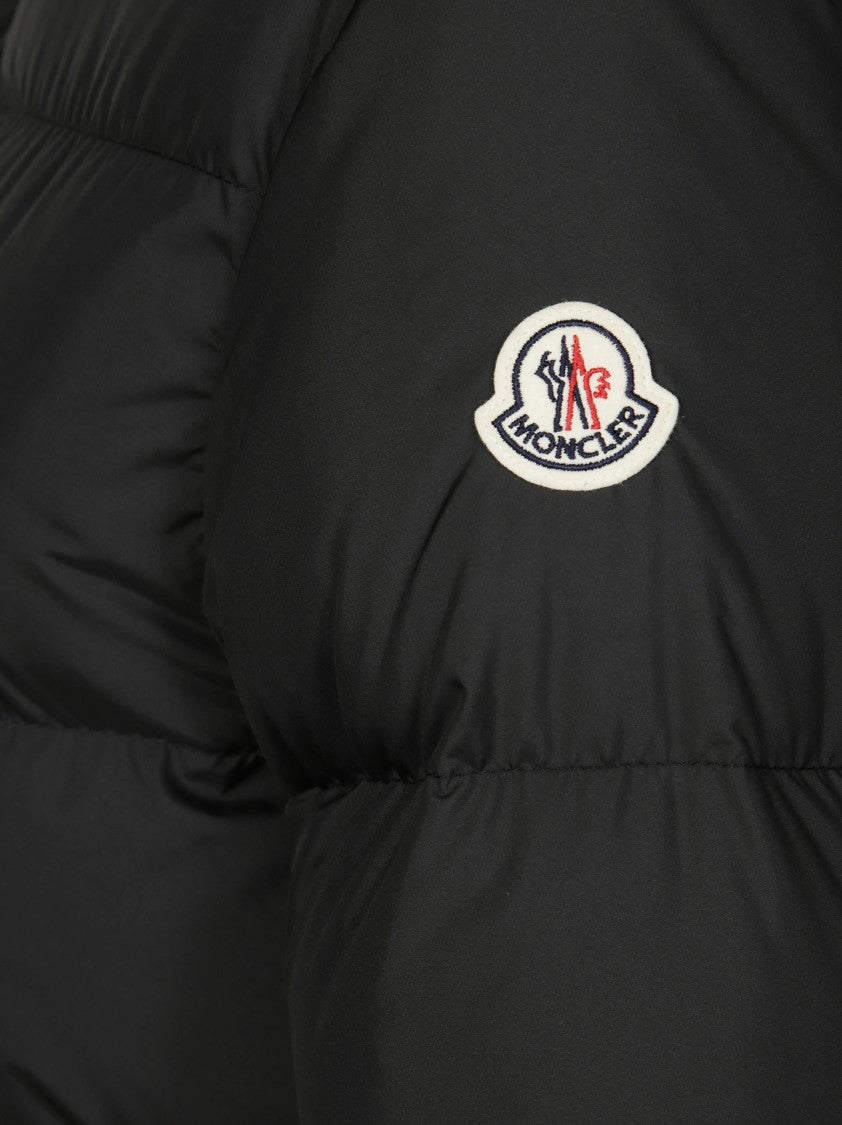Moncler Fitted Black Jacket With High Collar