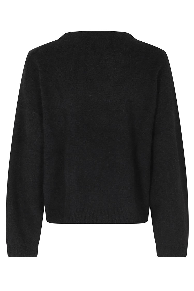 Loulou De Saison Tristan Black Wool-Yak Boxy Crewneck Sweater