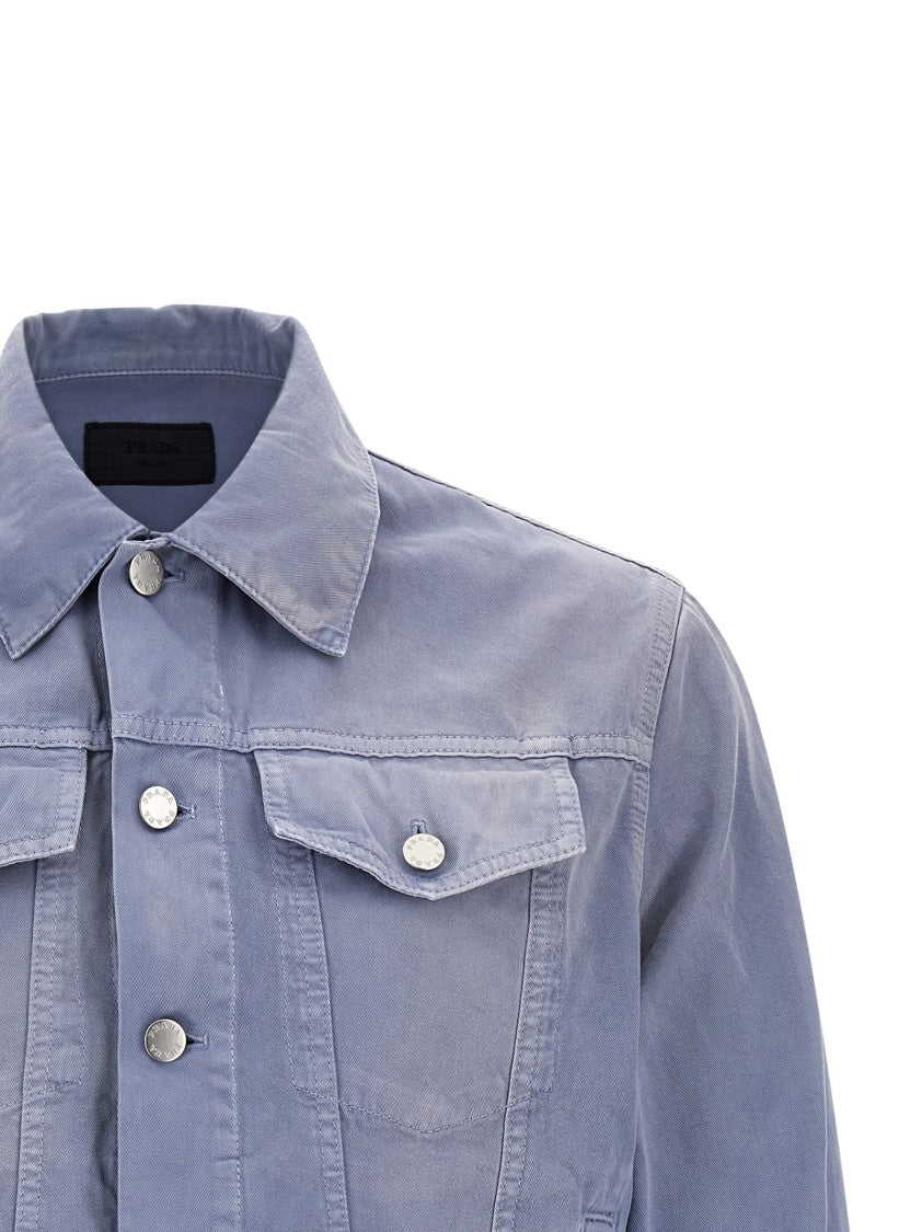 Prada Washed Cotton Gabardine Blouson With Removable Lining And Adjustable Hem