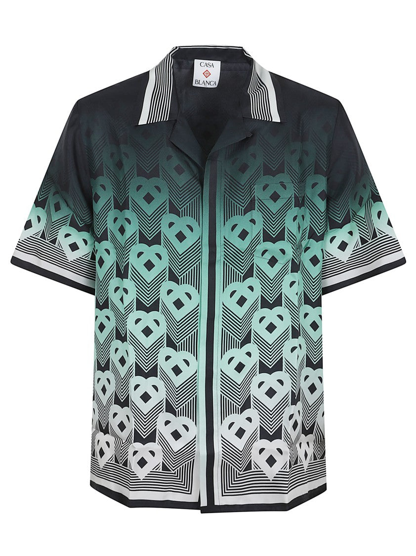 Casablanca Silk Gradient Geometric Pattern Short-Sleeve Shirt