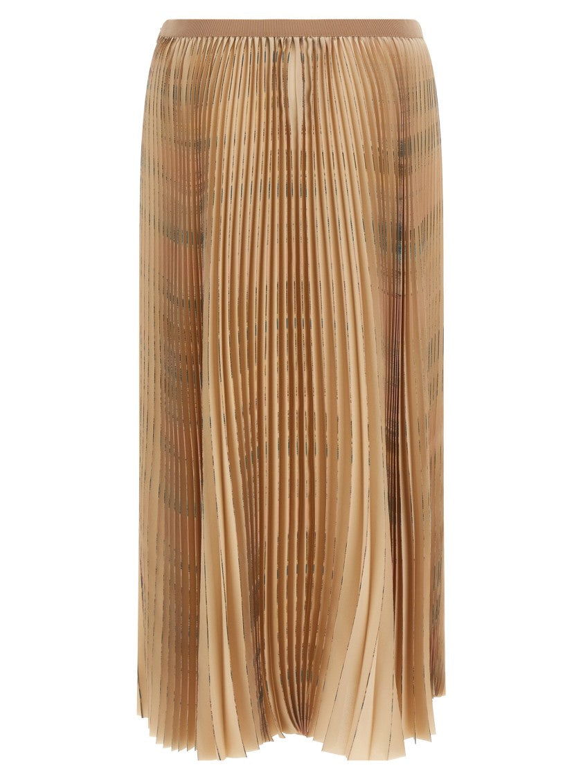 Fabiana Filippi Flared Midi Skirt With Pleated Fabric And Elastic Waistband
